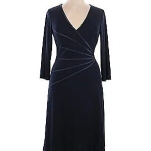 Dressbarn Black Sheath Dress V-Neck 3/4 Sleeve